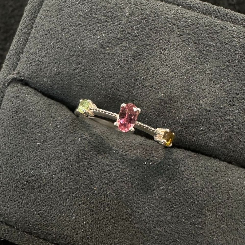Nature Brazil Tourmaline in 925 Stering Silver Size 7 Ring
